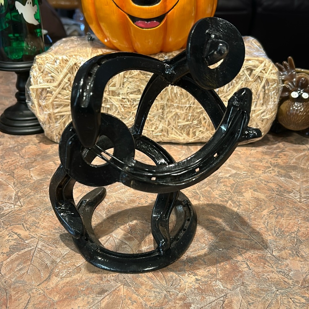Horseshoe cowboy with a banjo. Handmade metal horseshoe inspired cowboy art